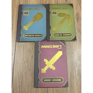 Lot of 3 MINECRAFT HANDBOOKS Combat Essential Construction SC and HC VG